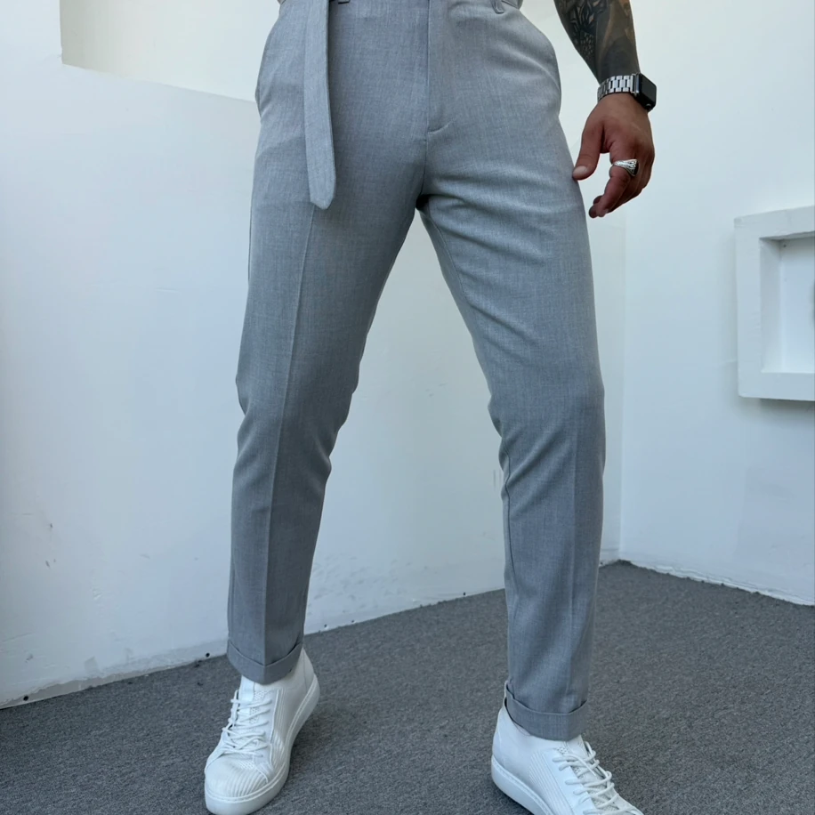 KENDİNDEN KEMERLİ KUMAŞ PANTOLON