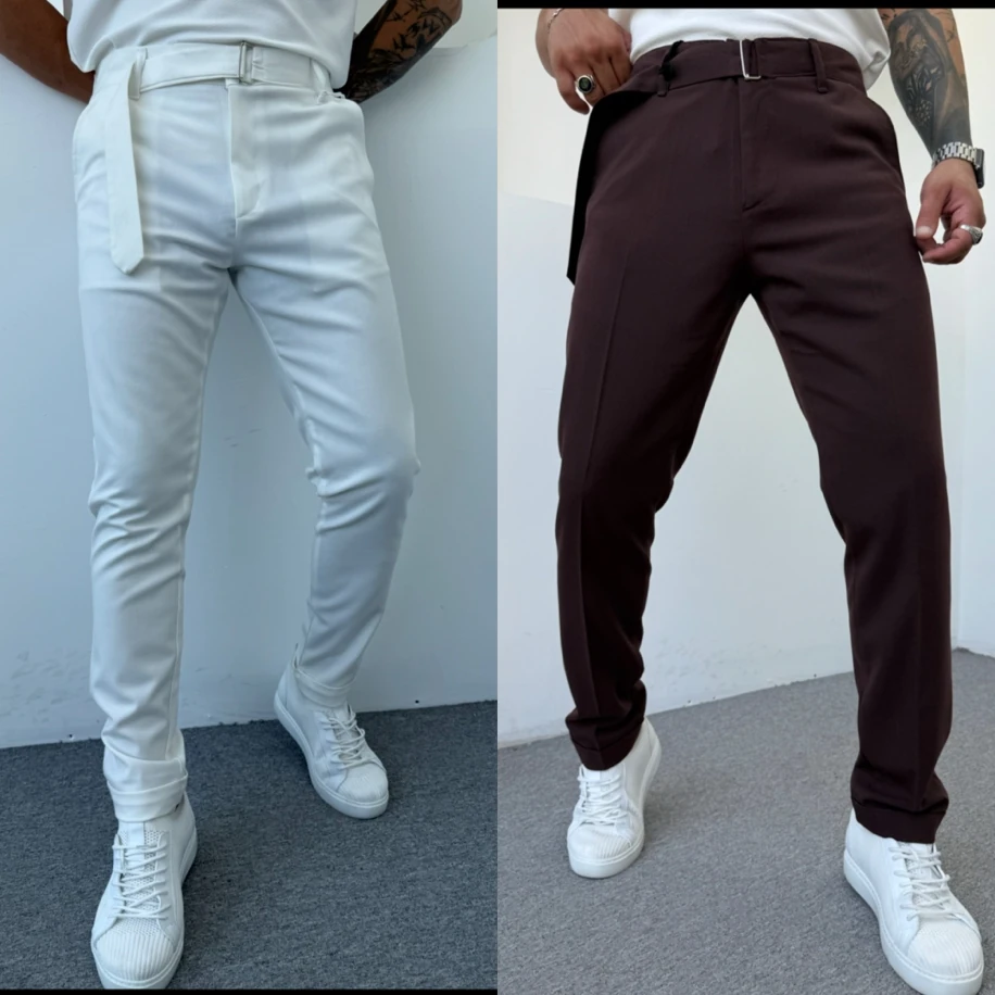 KENDİNDEN KEMERLİ KUMAŞ PANTOLON