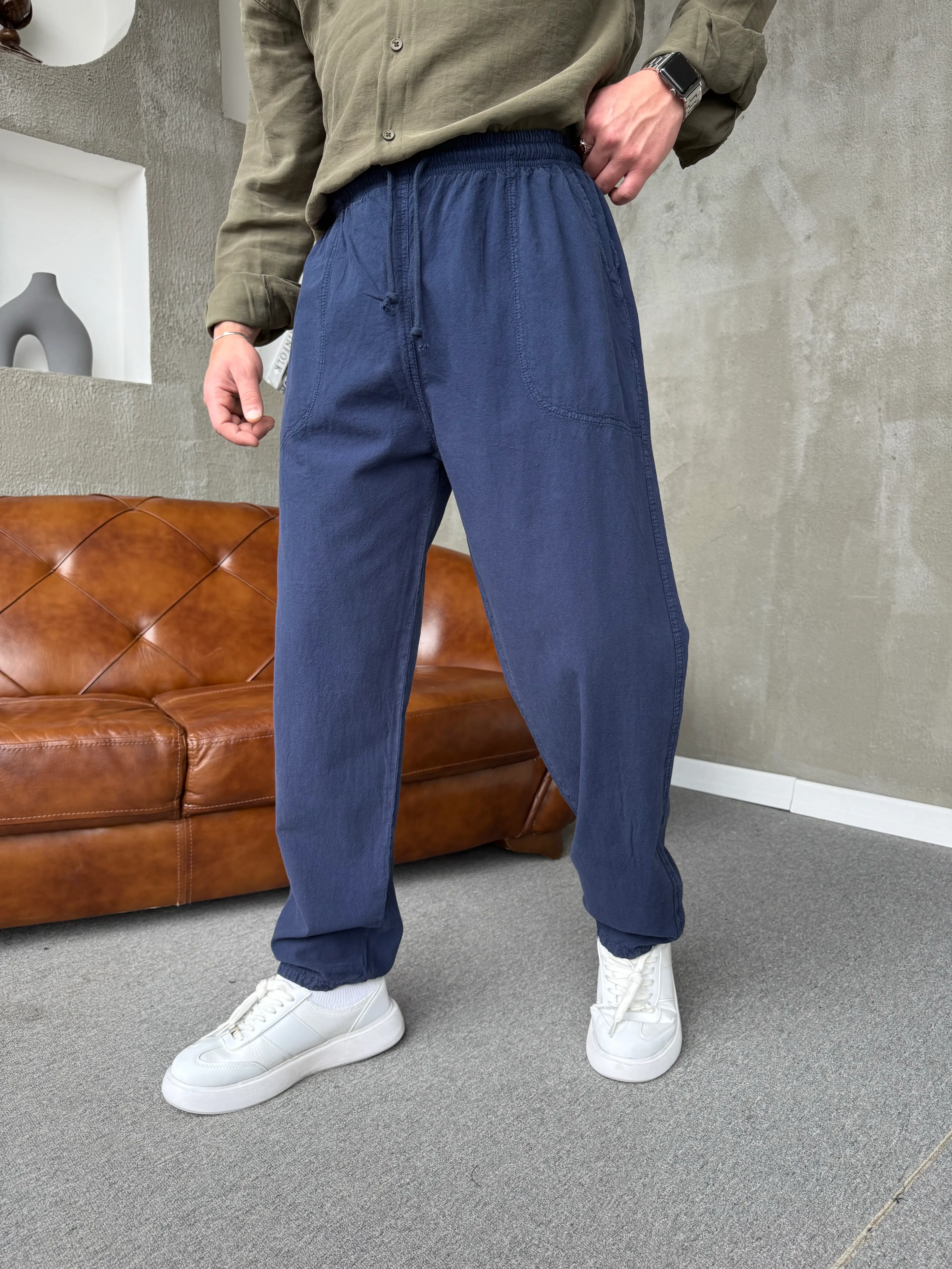 yıkamalı ham keten baggy