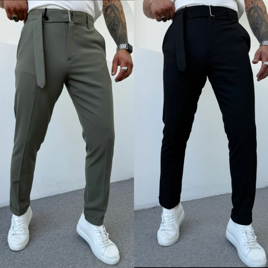 KENDİNDEN KEMERLİ KUMAŞ PANTOLON