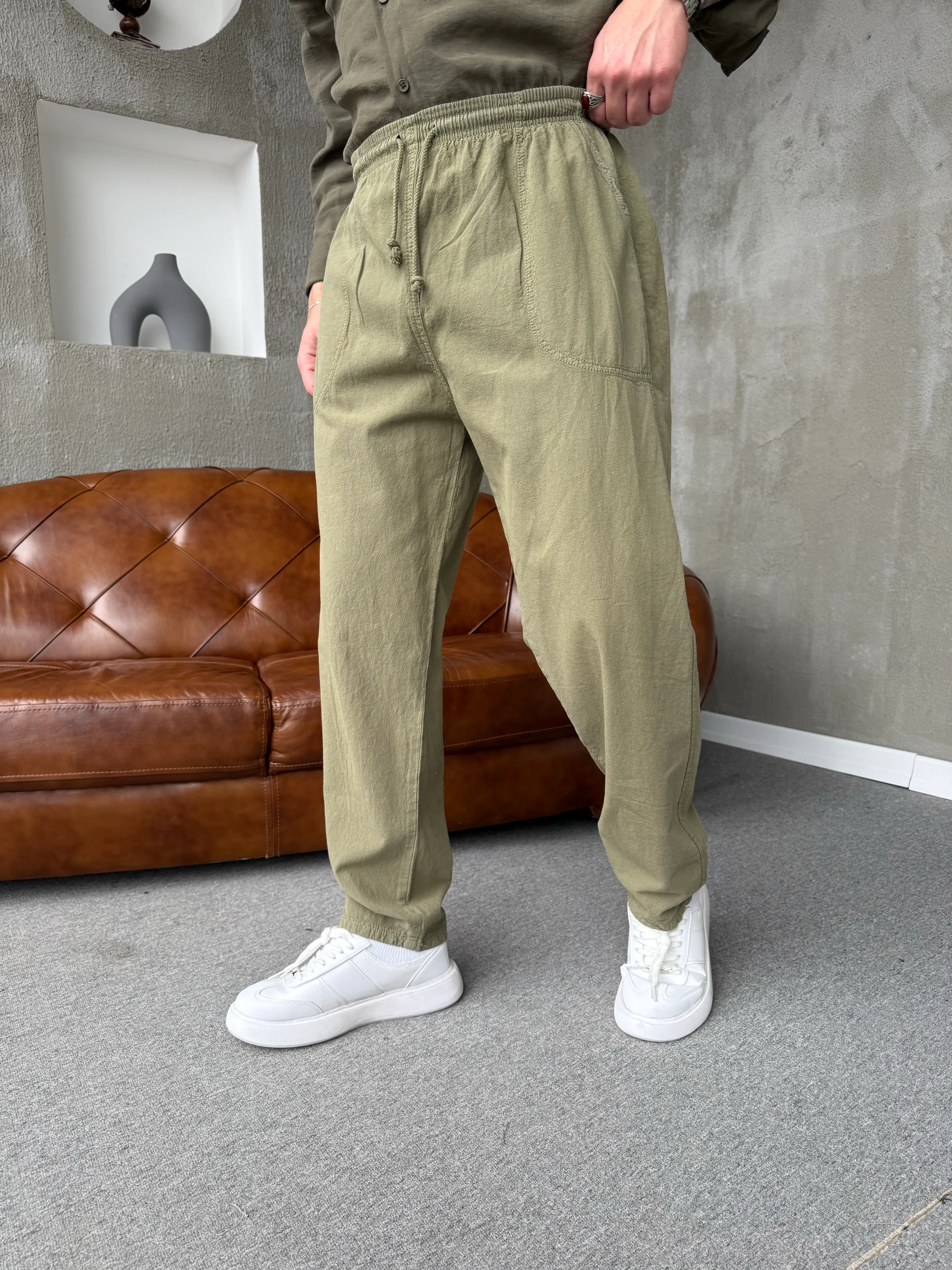 yıkamalı ham keten baggy