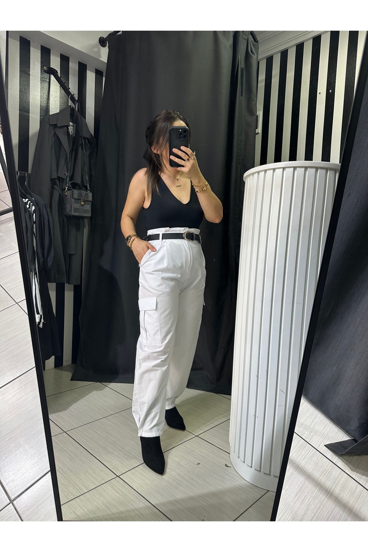 beyaz kargo pantolon , 4 cepli  kargo tasarım pantolon white