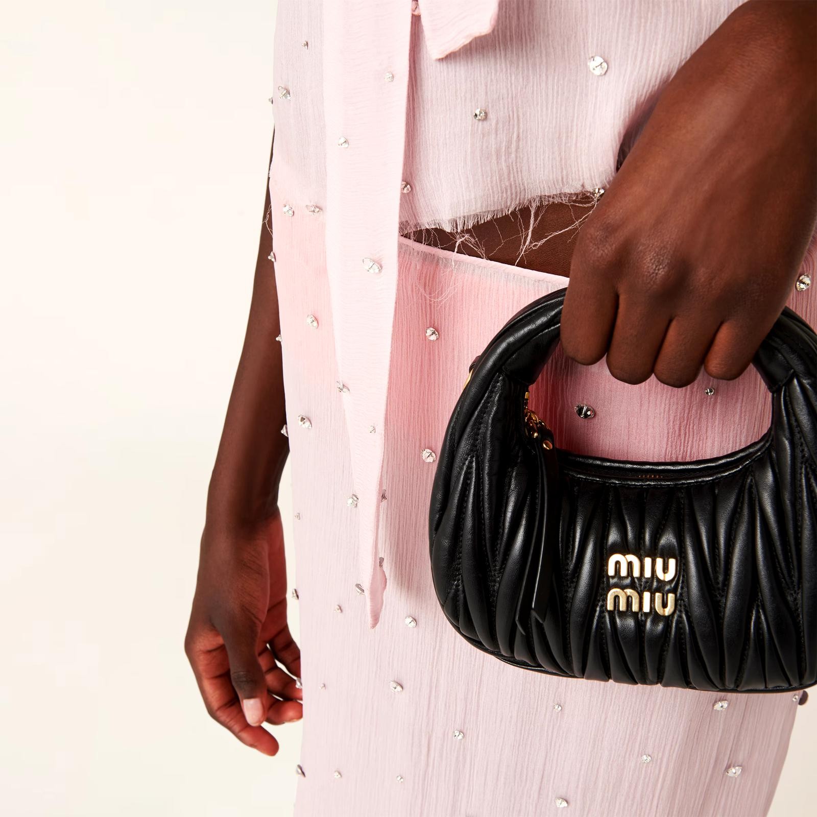 Miu Miu Wander matelassé nappa leather hobo mini bag -