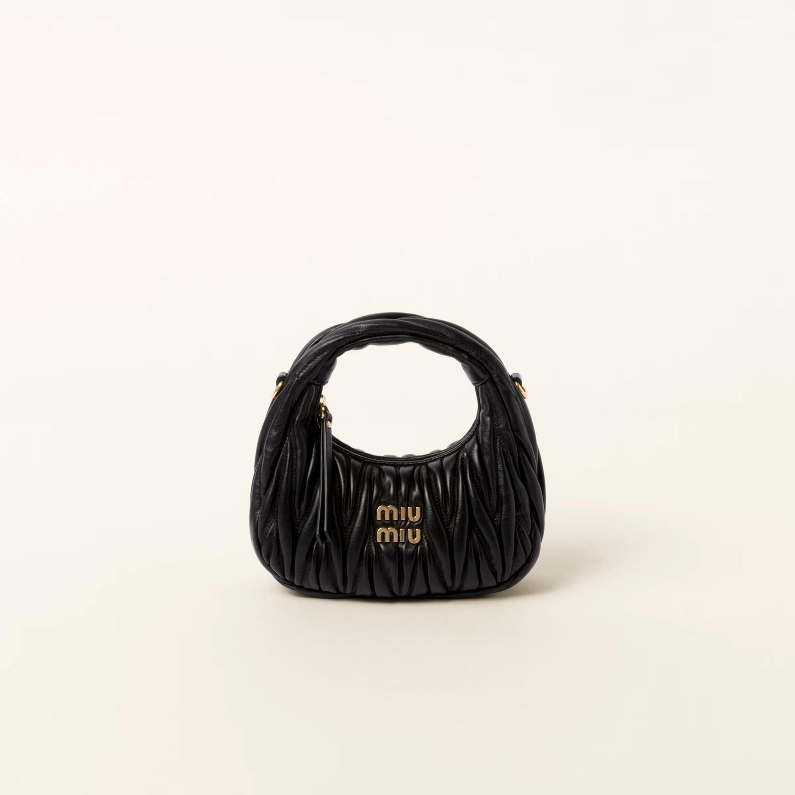 Miu Miu Wander matelassé nappa leather hobo mini bag -