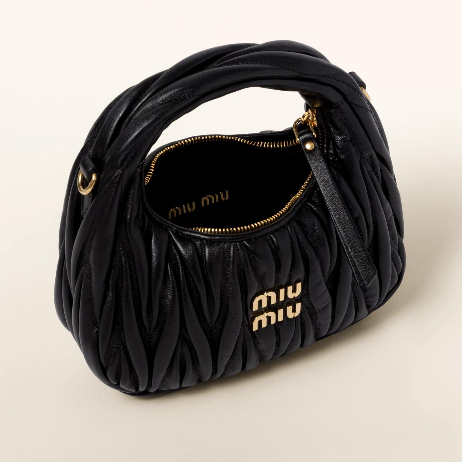 Miu Miu Wander matelassé nappa leather hobo mini bag -