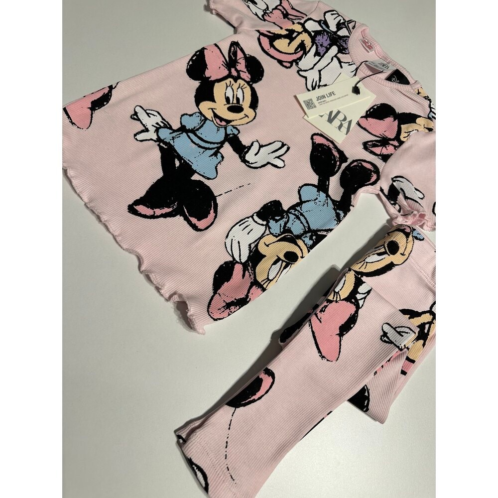 Pink Minnie Mouse kiz çocuk tayt takım