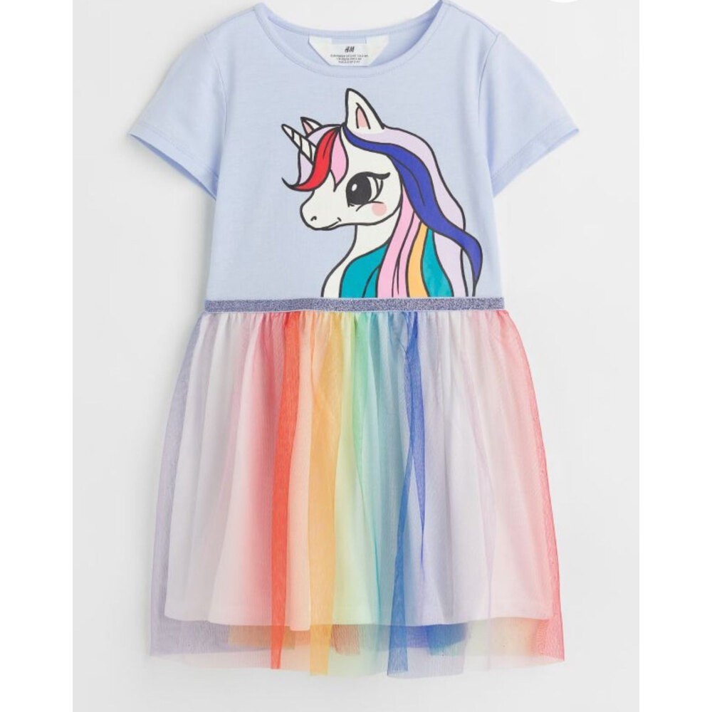 H M unicorn rainbow çocuk tutu kız çocuk elbise