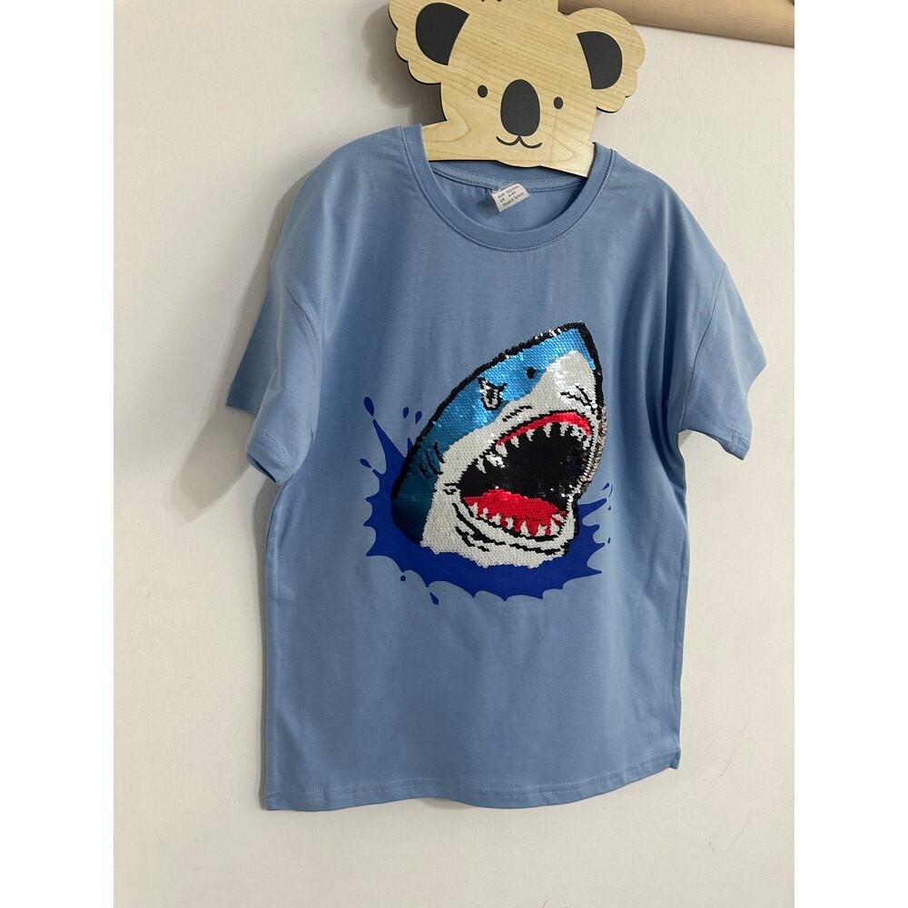 Zr payetli shark erkek çocuk tshirt