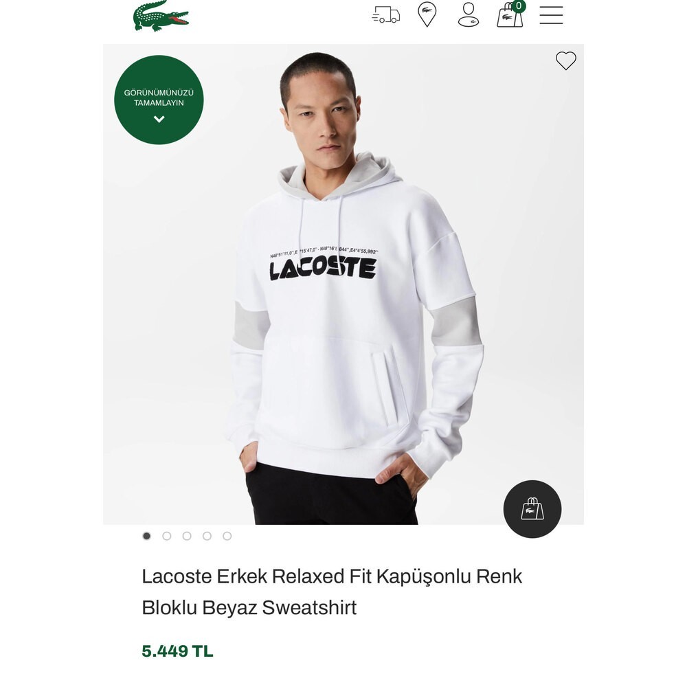 Croco beyaz kapusonlu erkek sweatshirt