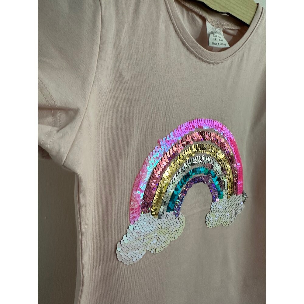 ZR rainbow payetli kız çocuk tshirt