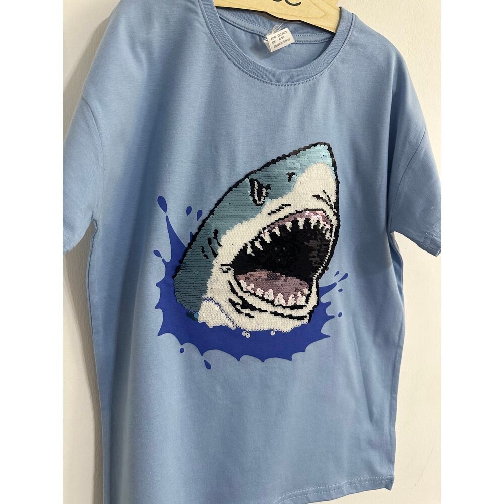 Zr payetli shark erkek çocuk tshirt