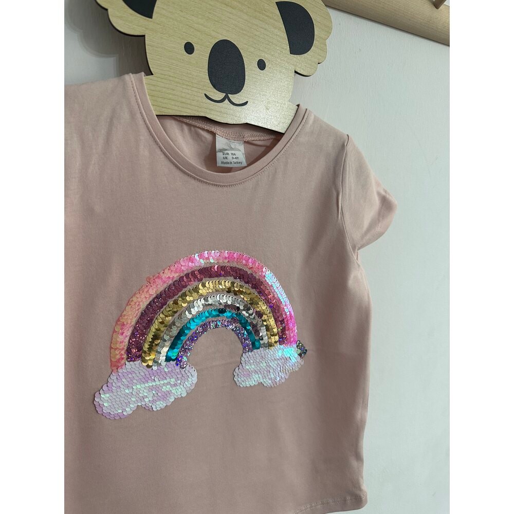 ZR rainbow payetli kız çocuk tshirt