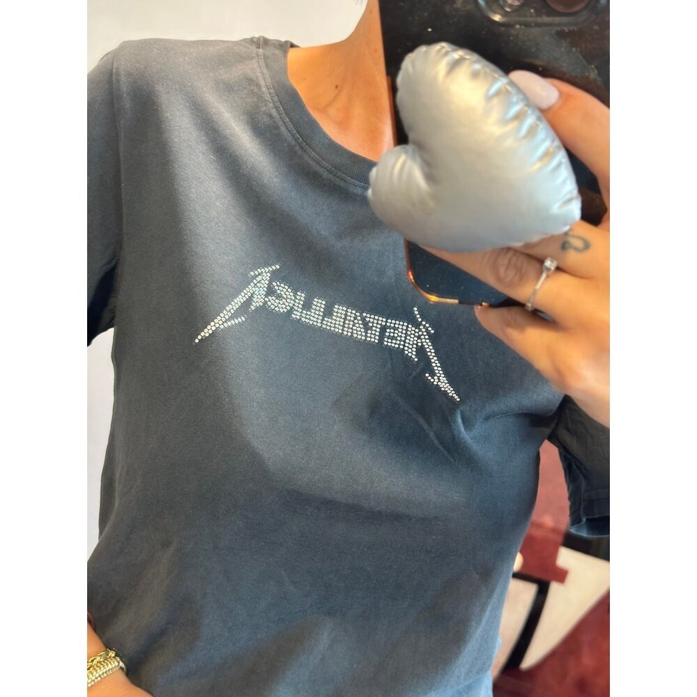 Metallica taşlı kadin Tshirt