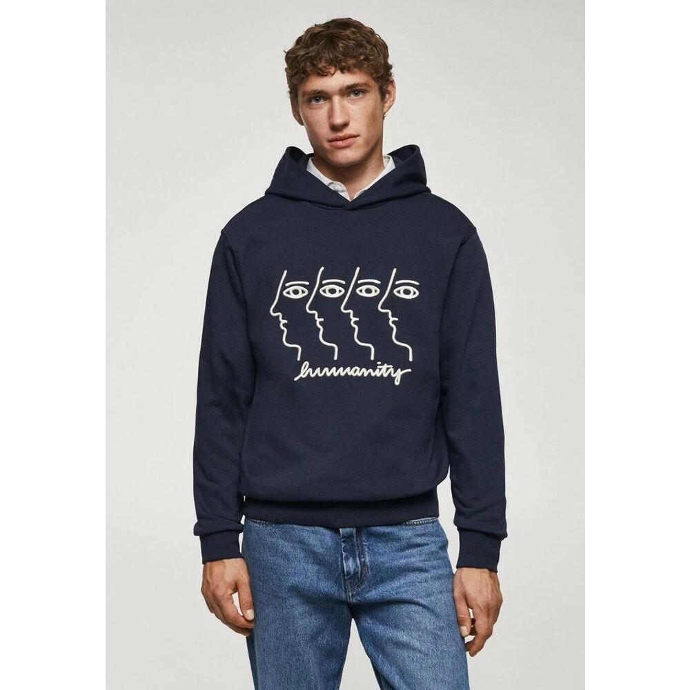 Mng Humanity lacivert kapusonlu erkek Sweatshirt