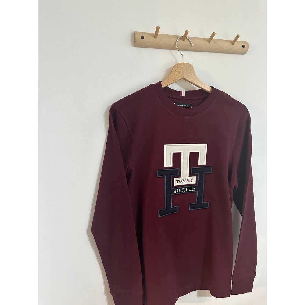 Th big logo bordo erkek sweatshirt