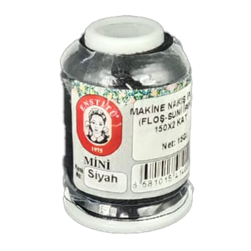 Makine Nakış Ipliği  (floş-suni Ipek) 150x2 Kat Mini Siyah 500m