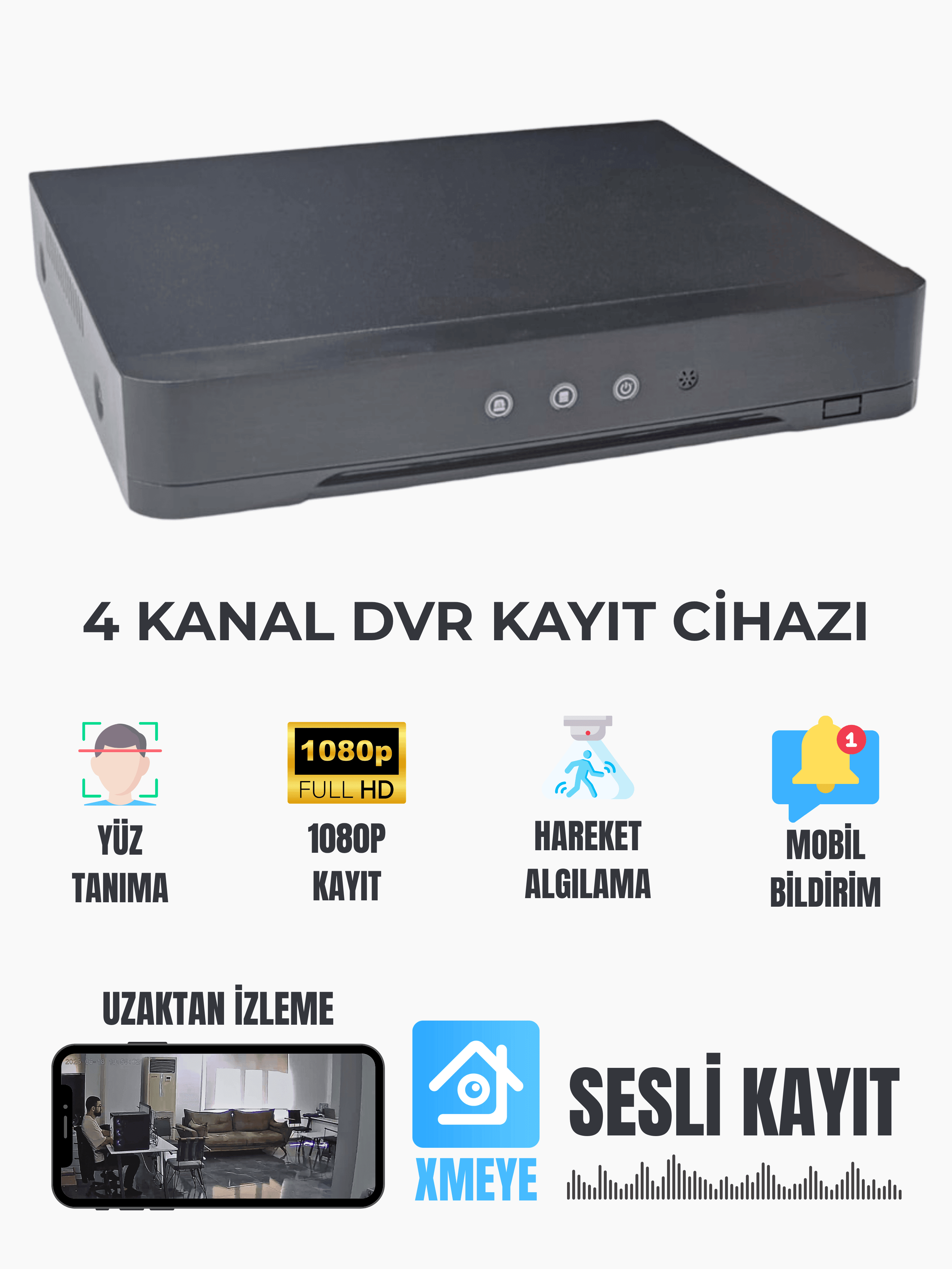 ExitCam 4 Kanal Xmeye Destekli Sesli Kayıt Özellikli DVR Kayıt Cihazı