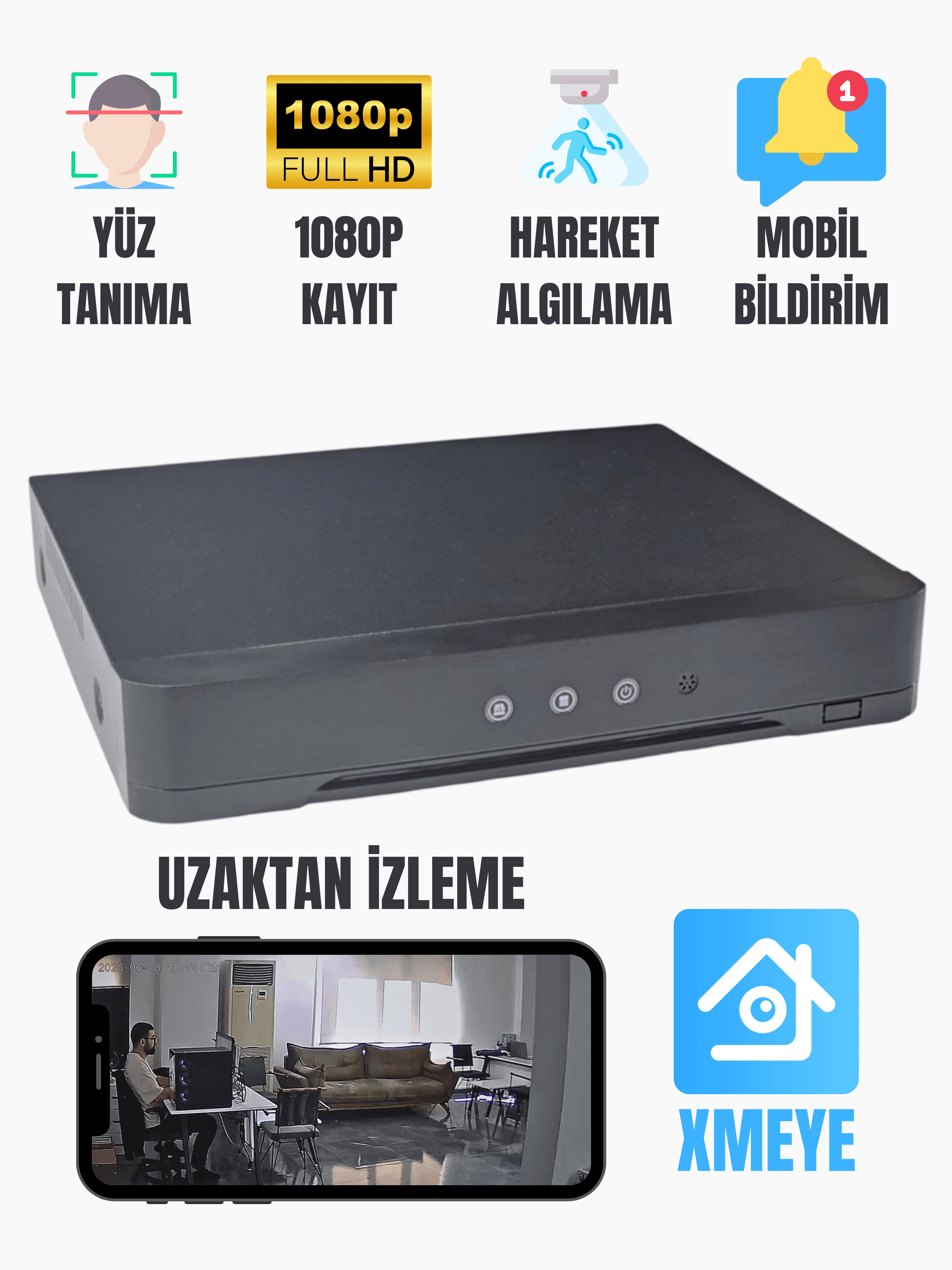 Karer 4'lü Ses Kayıtlı AHD Kamera Seti 1080p FullHD Gece Renkli + DVR + 320GB HDD + Kablo