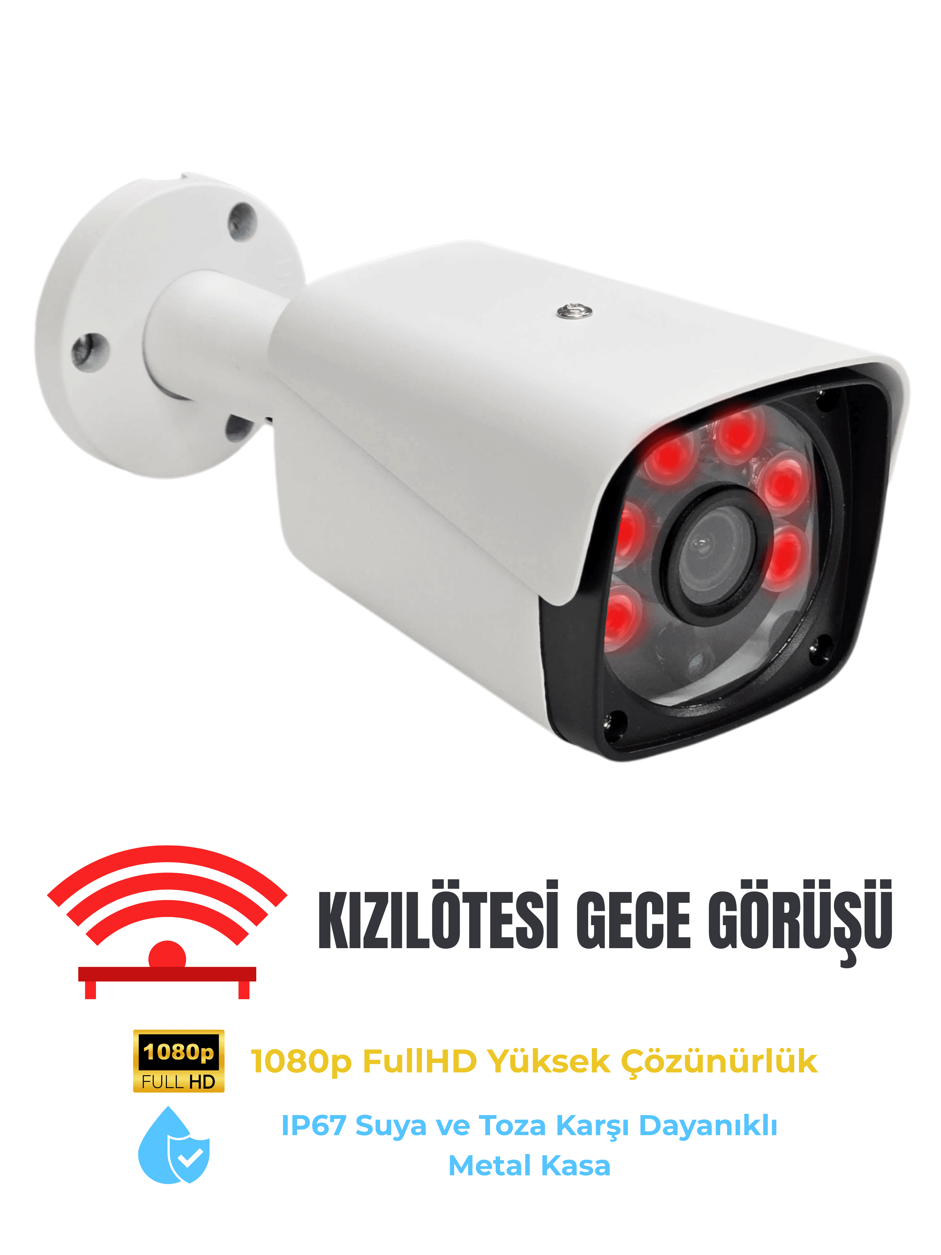 Karer 4'lü AHD Kamera Seti 1080p FullHD Gece Renkli IP67 + 4CH DVR + 100m Kablo + HDD