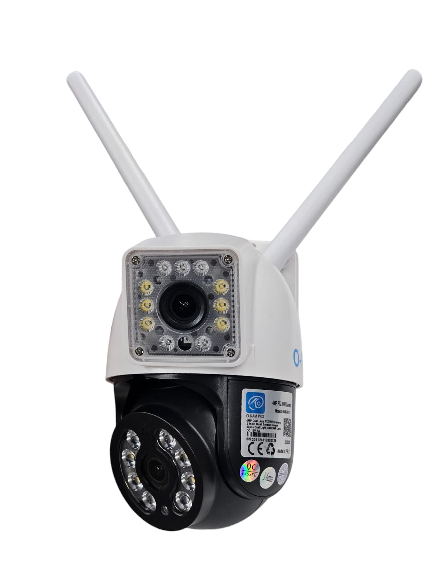 O-KAM Dual Lens 2+2MP WiFi Güvenlik Kamerası Gece Renkli 355° Çift Ses SD Destekli
