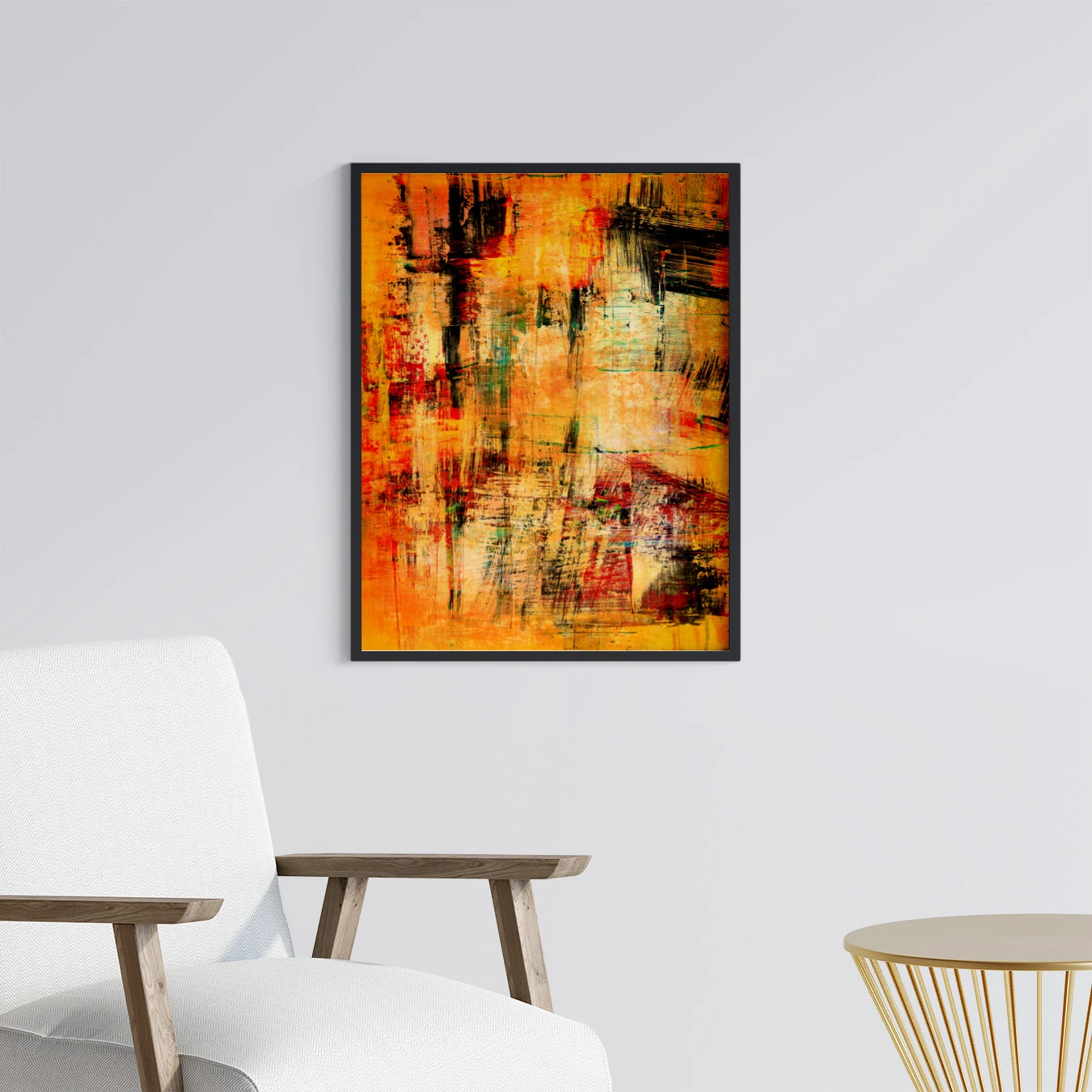 Sarı İz Çerçeveli Tablo