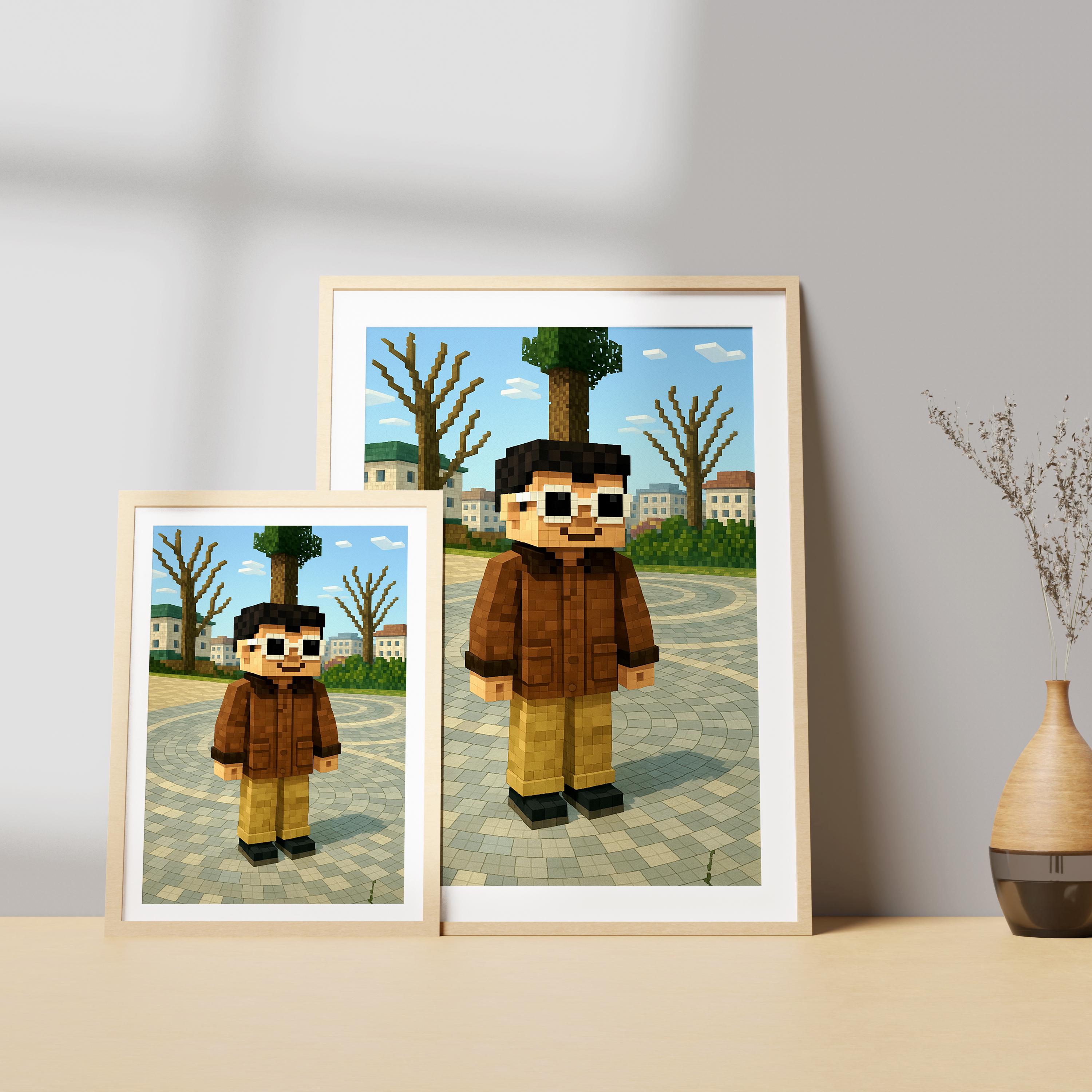 Piksel Piksel Karikatür – Minecraft Stilinde Kişiye Özel Tablo