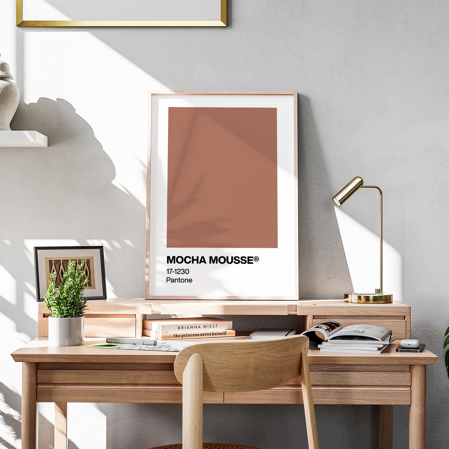 Pantone Mocha Mousse Çerçeveli Tablo