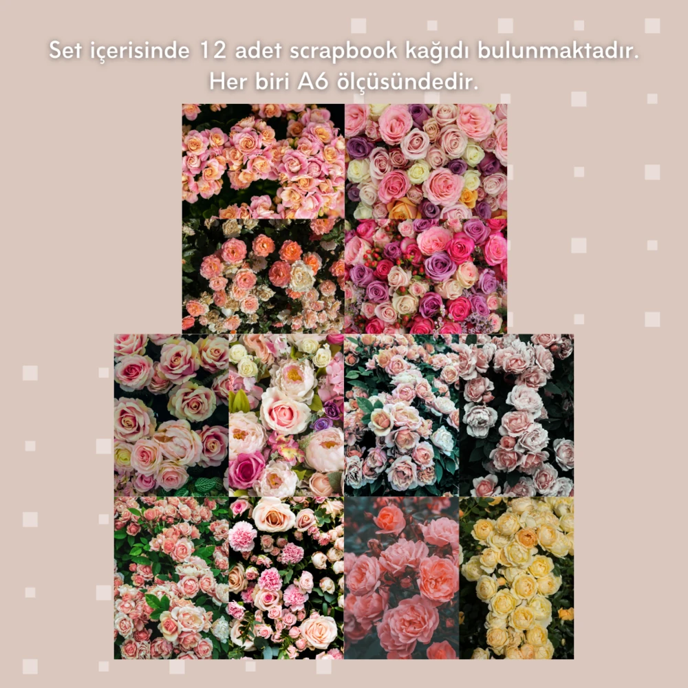 Gül Desenli Scrapbook Kağıtlar
