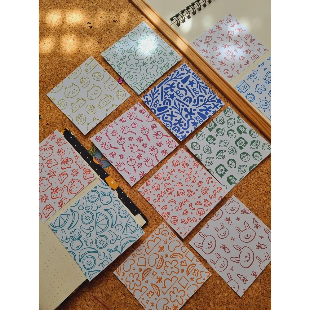 Doodle Desenli Scrapbook Kağıdı