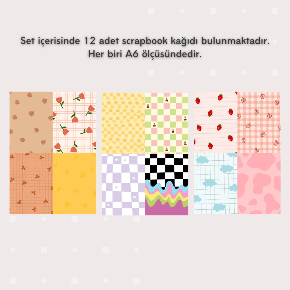 Sevimli Desenler Scrabook Kağıtları