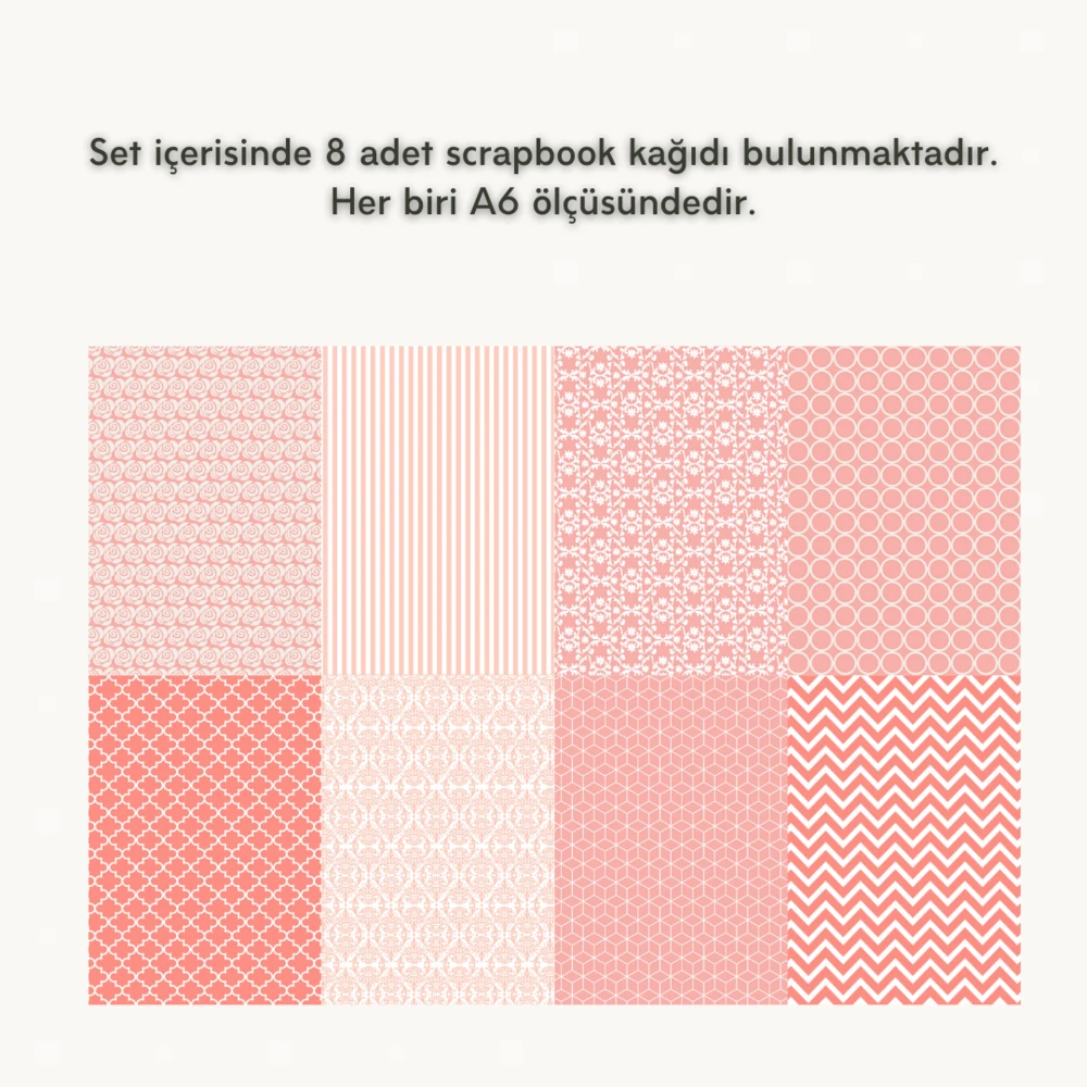 Pembe Desen Scrapbook Kağıtları