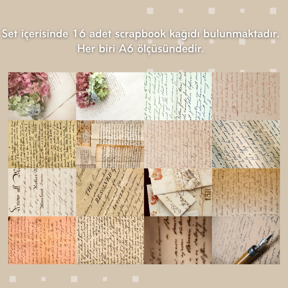 El Yazısı Detaylı Scrapbook Kağıtlar