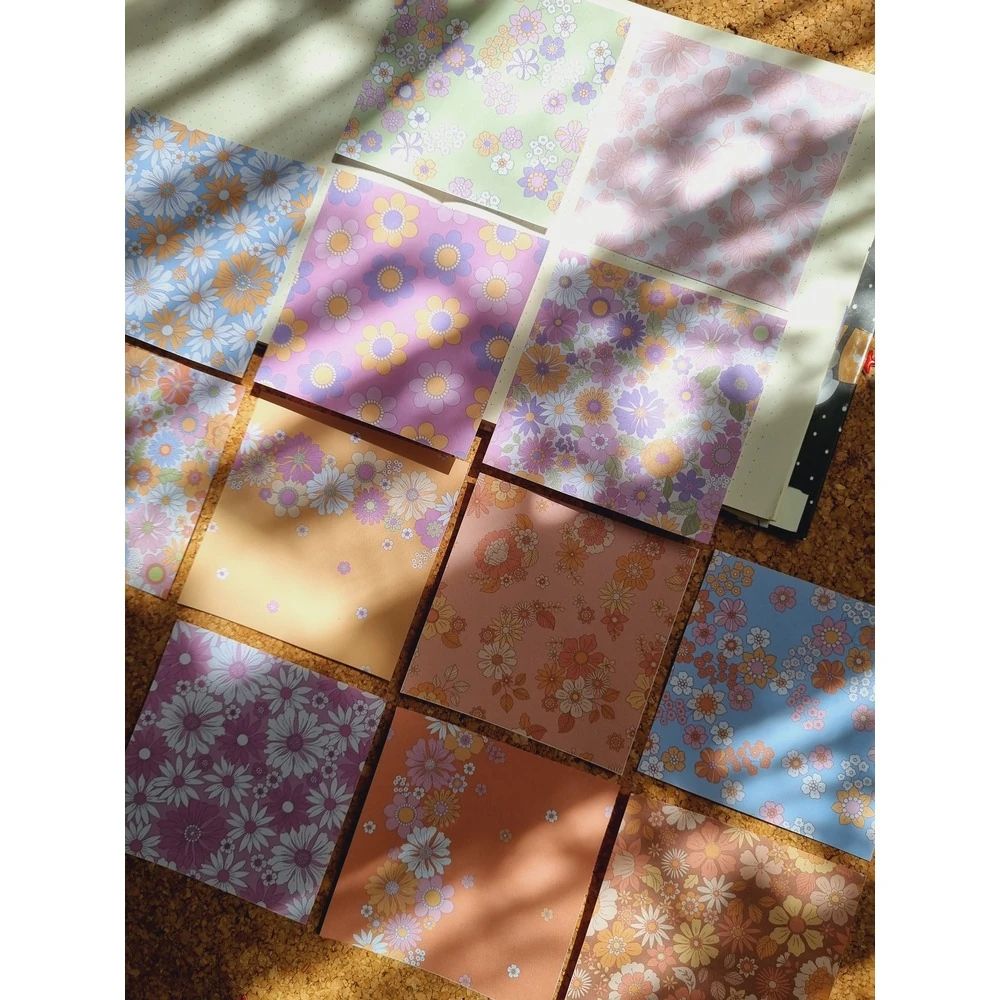 Pastel Renkli Çiçekli Scrapbook Kağıtları