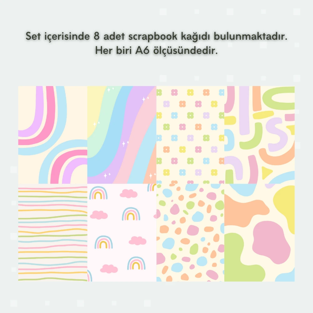 Pastel Desenler Scrabook Kağıtları