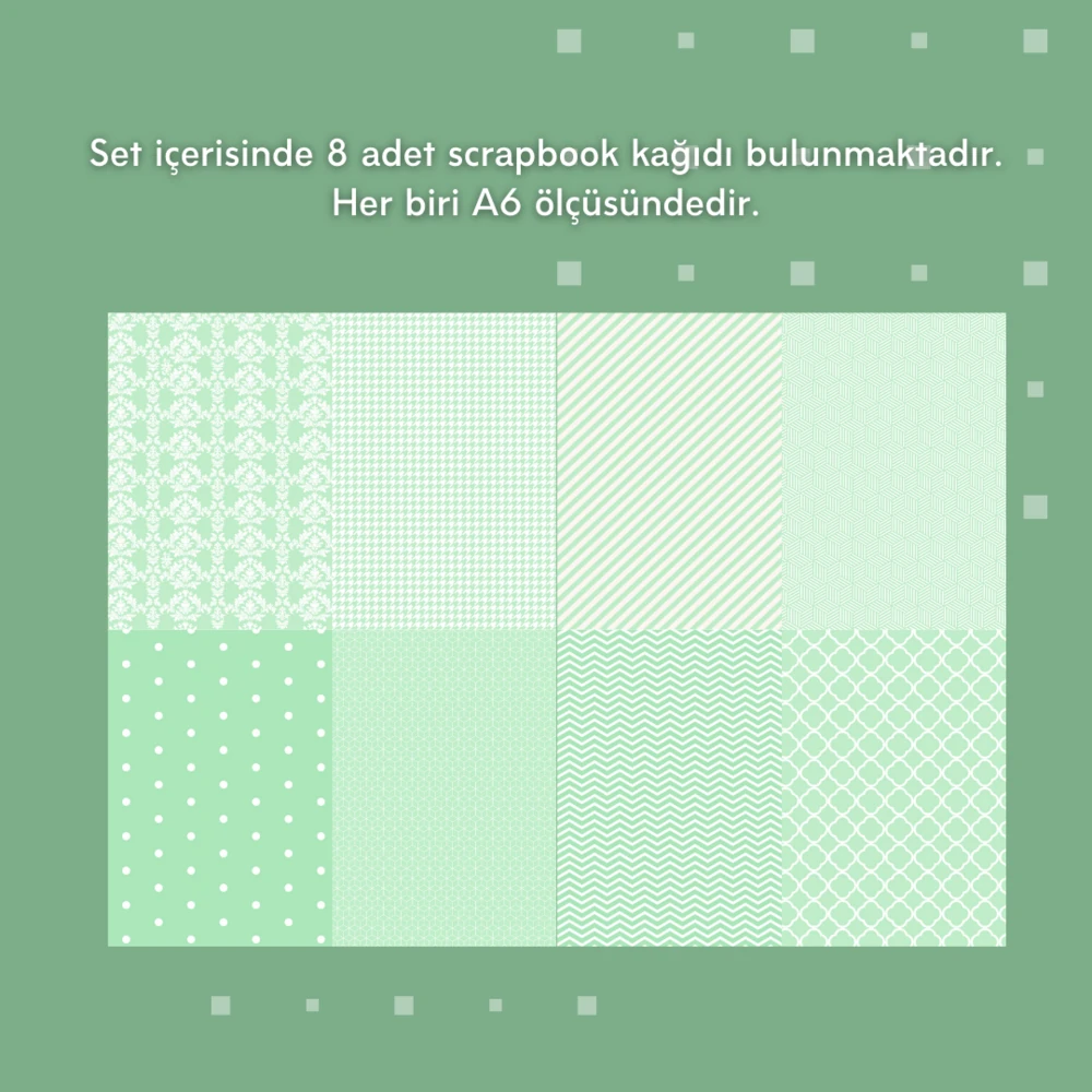 Yeşil Desenler Scrapbook Kağıtları