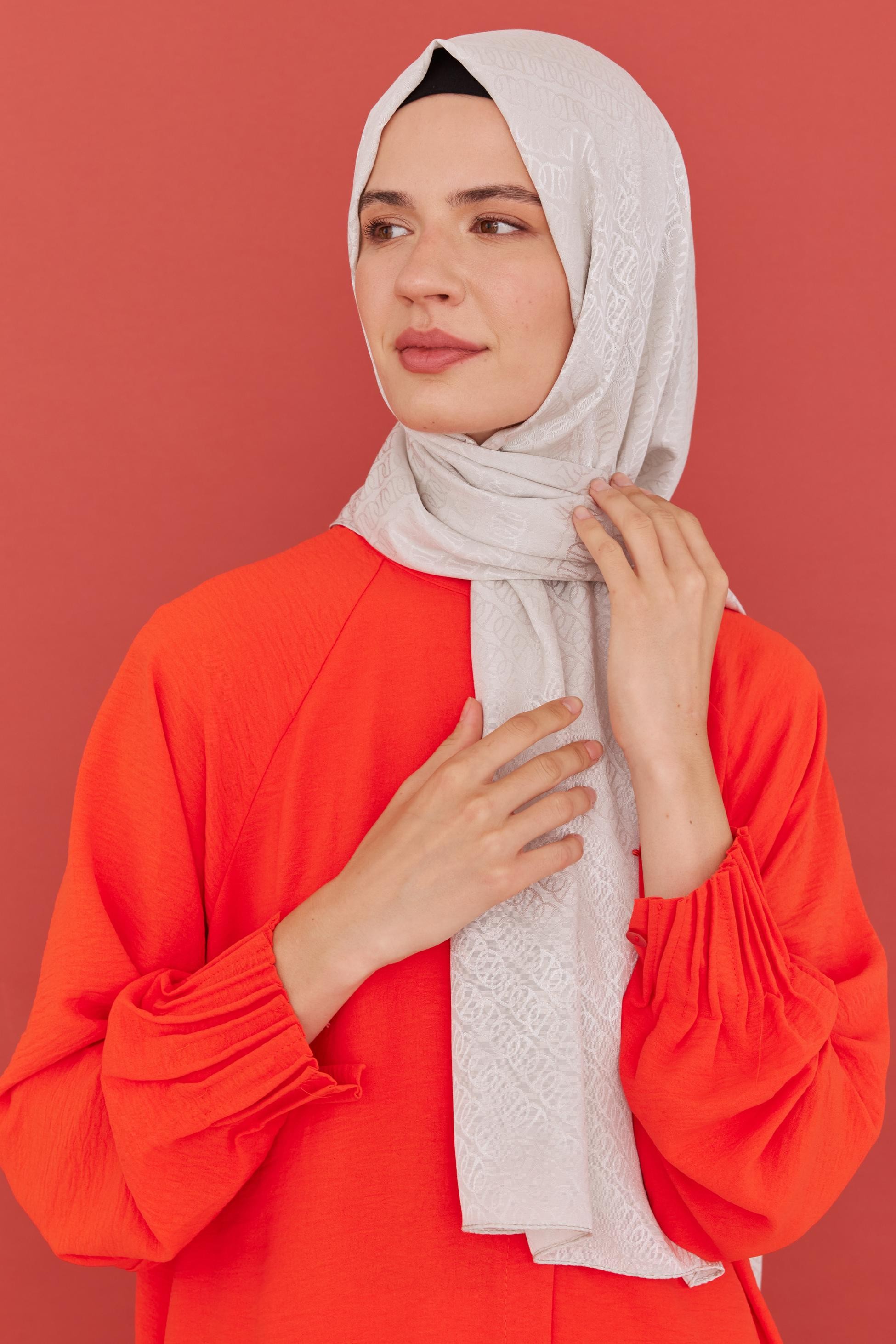 Halka Desen Şal - Beyaz