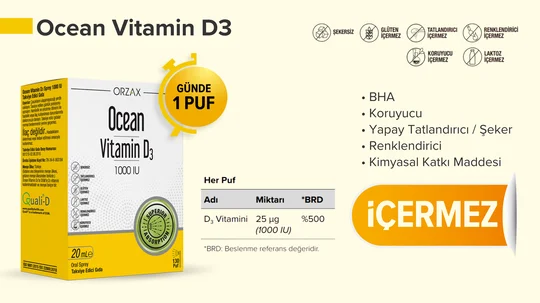 Orzax Ocean Vitamin D3 1000 IU Sprey 20ml 2