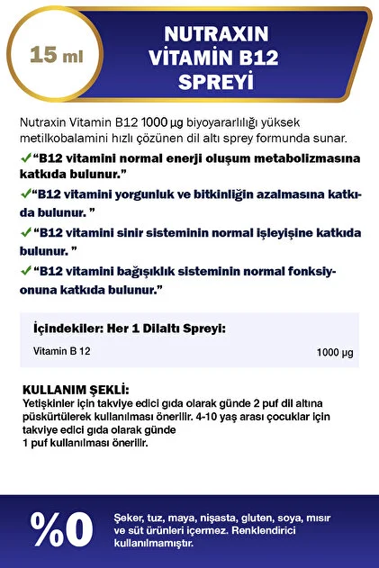 Nutraxin Vitamin B12 Spray 15 ml 3
