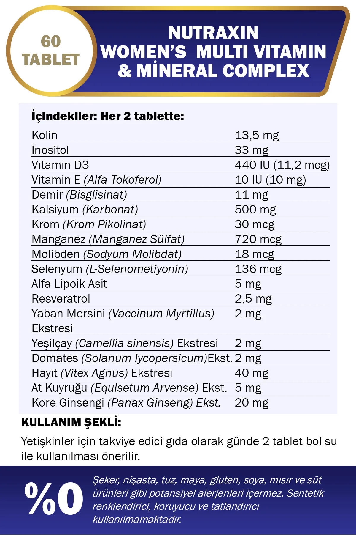 Nutraxin Womens Multi Vitamin Complex 60 Tablets 2