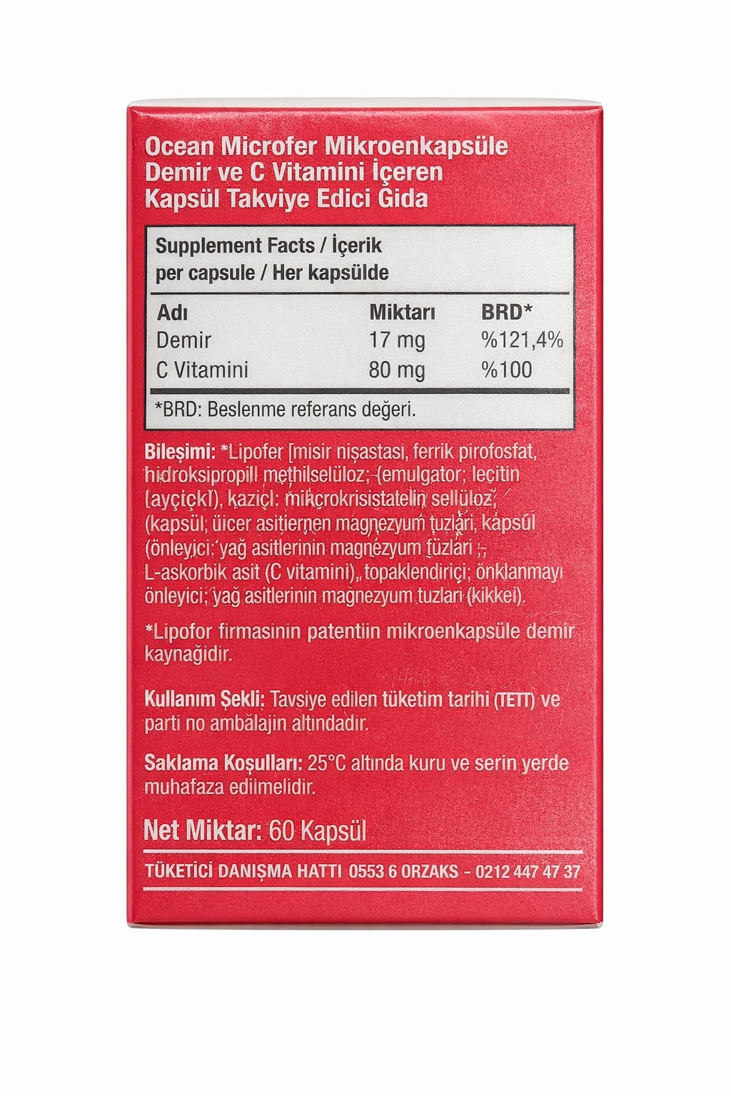 Orzax Ocean Microfer Demir ve C Vitamini 60 Kapsül 3