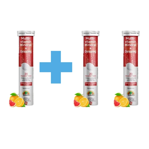 Sunlife Multivitamin & Mineral + Ginseng Efervesan 20 Tablet ( 3 Adet)