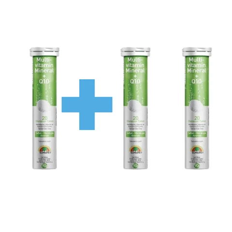 Sunlife Multivitamin & Mineral + Q10 Efervesan 20 Tablet ( 3 Adet )