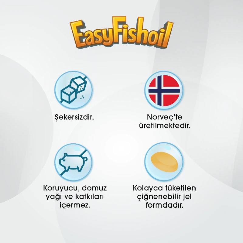 Easy Fish Oil Portakal ve Limon Aromalı Balık Yağı ve D Vitamini 30 Çiğnenebilir Form 4