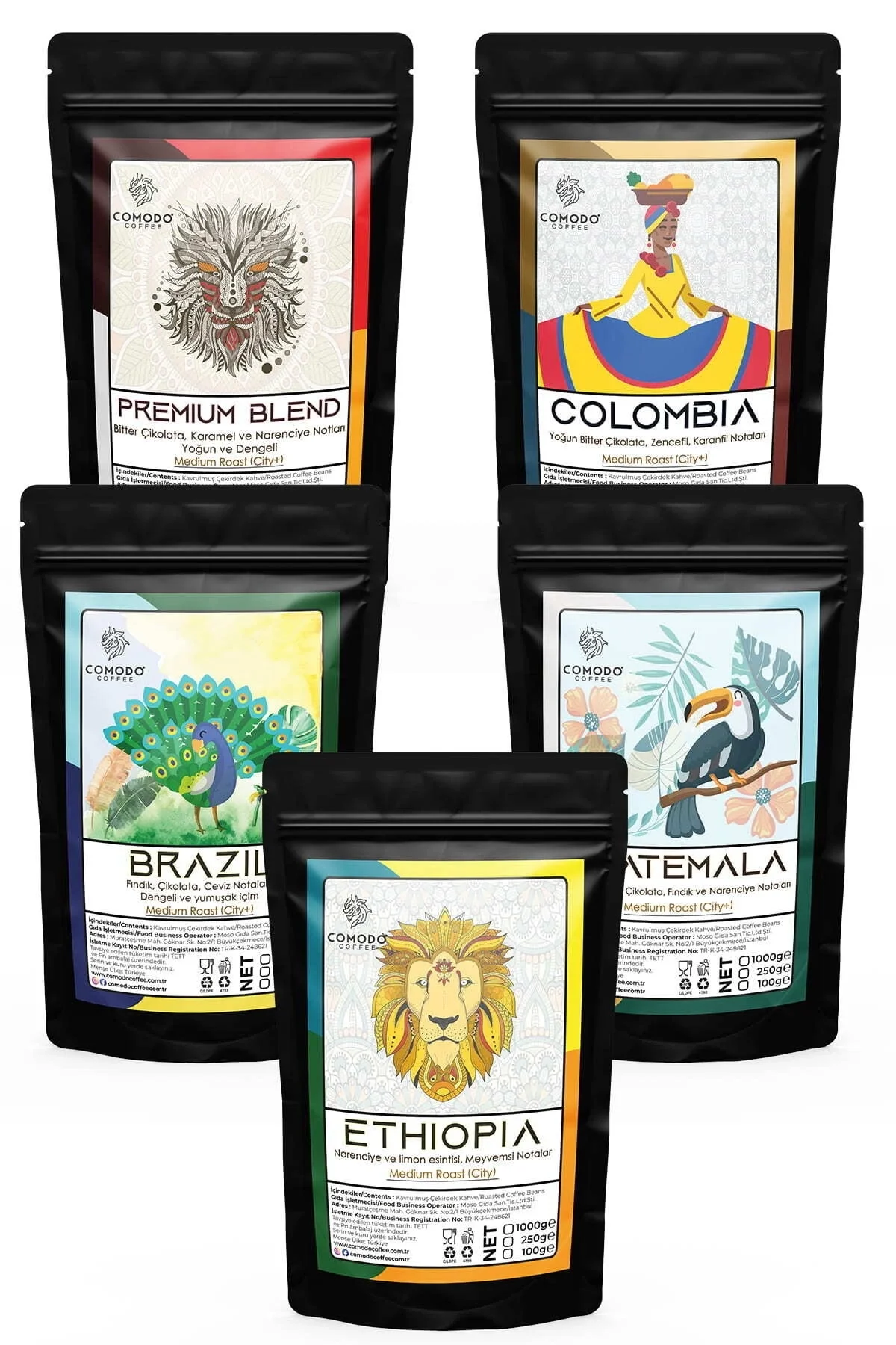 Comodo Coffee Tanışma Seti Deneme Paketi 5x100g