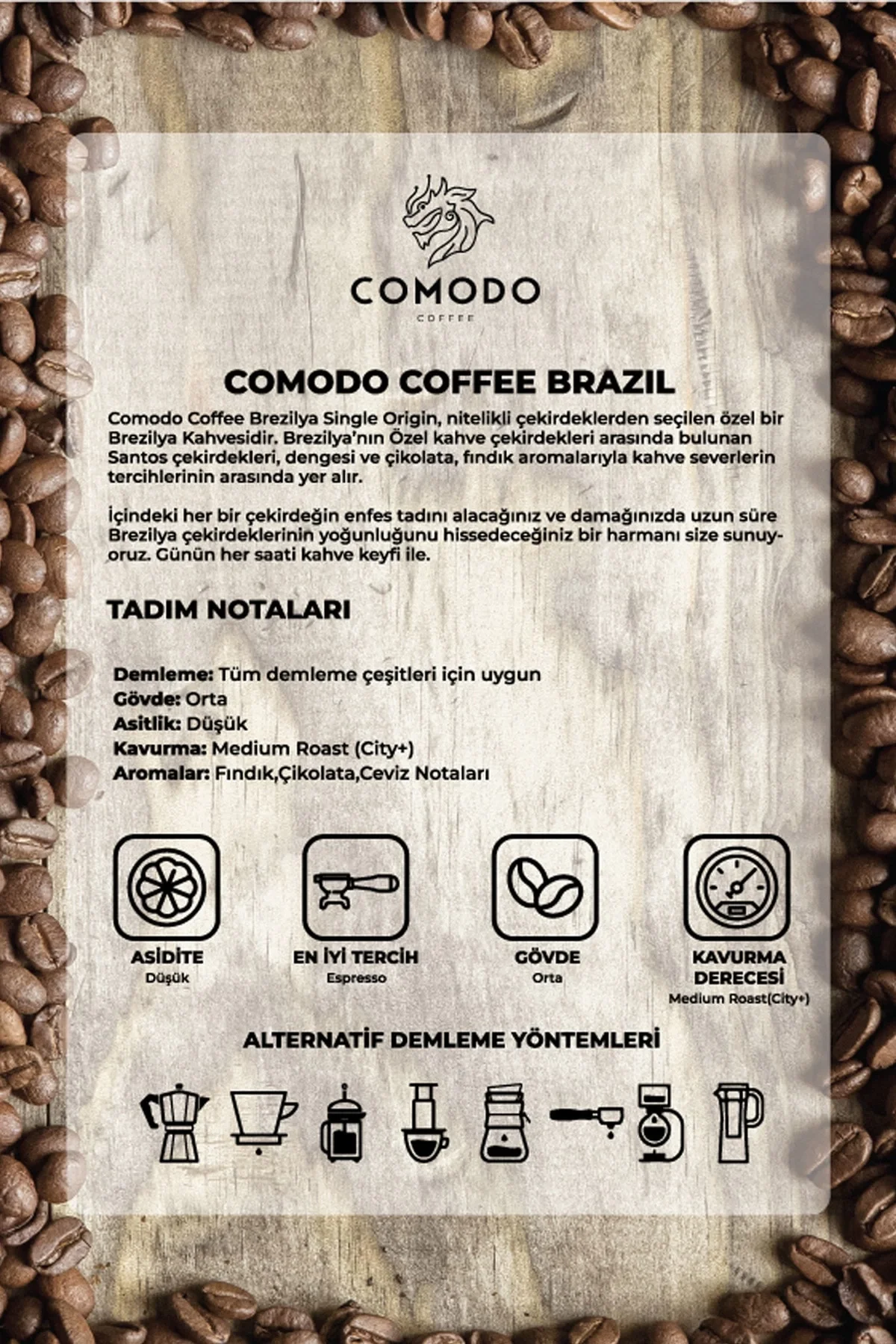 Comodo Coffee Brezilya Kahvesi 1000 Gr