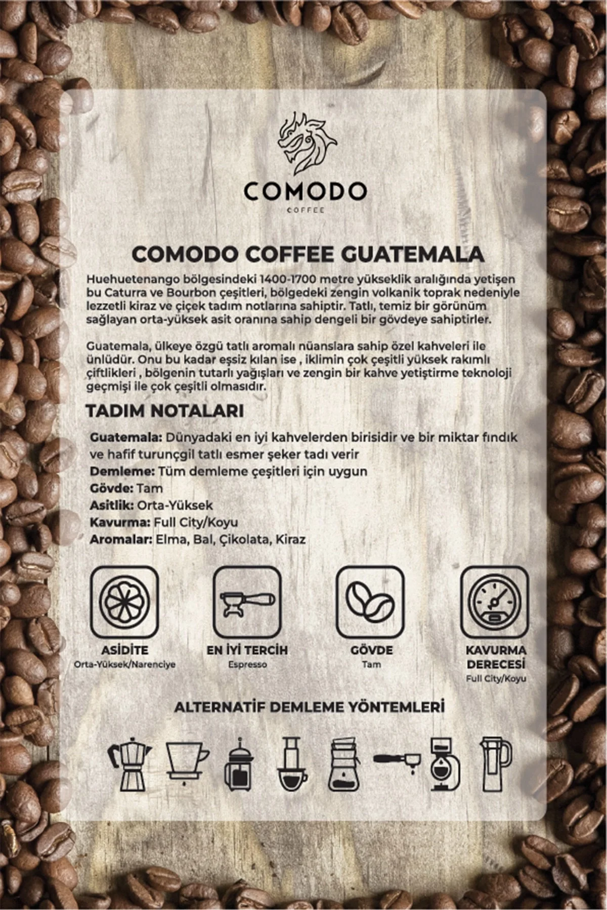 Comodo Coffee Guatemala Kahvesi 250gr X 4 (1000gr)