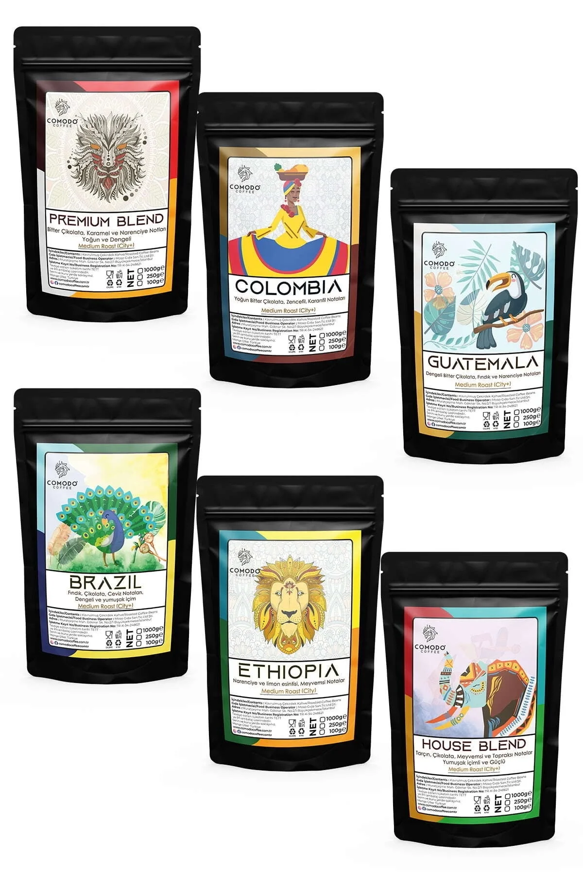 Comodo Coffee 6'lı Tanışma Seti Kahve Takımı 6x100g