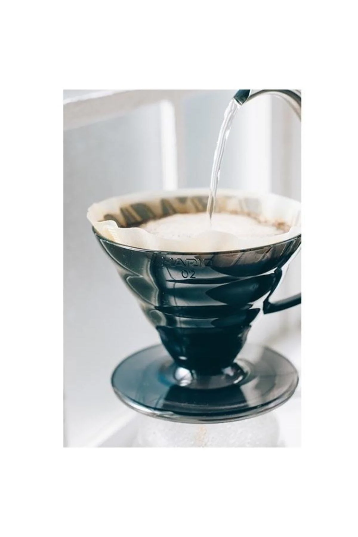 Hario V60 Siyah Şeffaf Plastik Dripper Ve 40’lı Filtre Kağıdı Seti