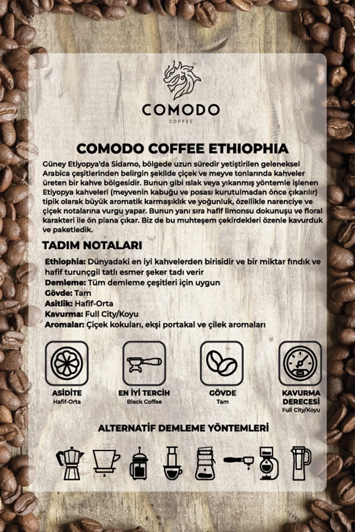 Comodo Coffee Etiyopya Kahvesi 250gr X 4 (1000gr)