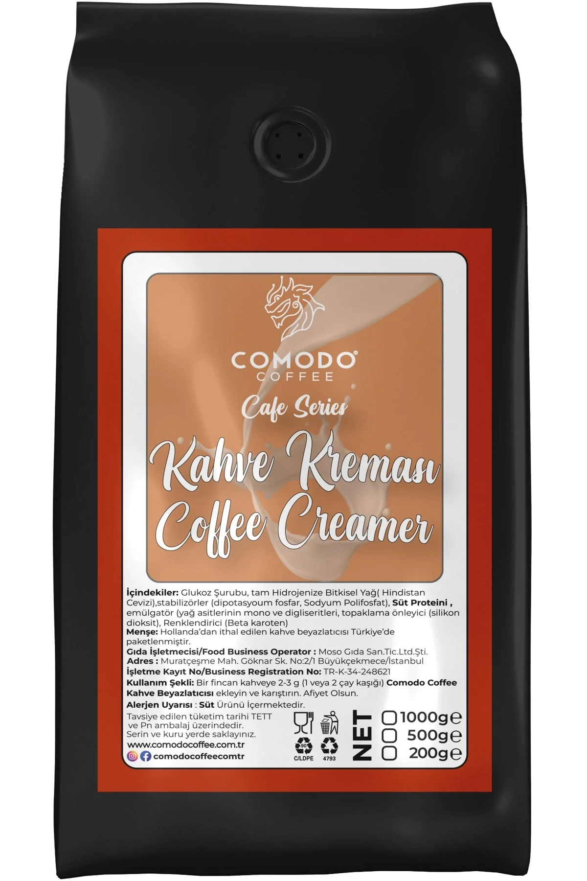 Comodo Coffee Kahve Kreması Kahve Beyazlatıcısı 500g